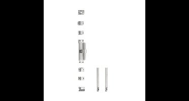 Set kruk-espagnolet rechts T-recht inclusief stangenset 2x 1245mm rvs geborsteld