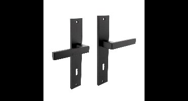 Deurkruk Hera op langschild 245x45mm sleutelgat 78mm mat zwart