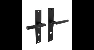 Deurkruk Bastian op langschild 245x45mm rondcilindergat 78mm mat zwart