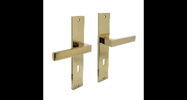 Deurkruk Hera op langschild 245x45mm sleutelgat 72mm PVD messingkleur