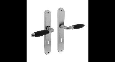 Deurkruk Courgette met ovaal schild 238x39x9mm sleutelgat 72mm mat chroom