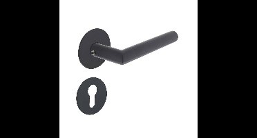 Deurkruk Jura met rozet zelfklevend ø55x2mm en cilinderrozetten structuur zwart