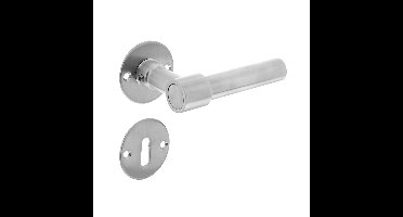 Deurkruk L/L recht met rozet ø50x2mm en sleutelrozetten rvs