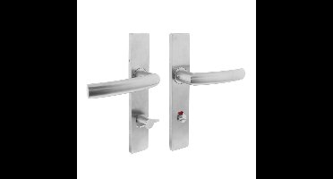 Deurkruk Blok op schild verdekt rechthoekig 219x40mm met nokken wc 78/8mm rvs EN1906/4