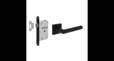 Set loopslot zwart met deurkruk Broome op rozet 50x50mm zwart