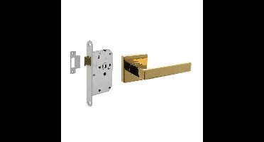 Set loopslot wit met deurkruk Hera op rozet 55x55mm PVD messingkleur