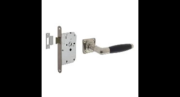 Set loopslot rvs met deurkruk Ton basic op rozet 38x38mm nikkel mat