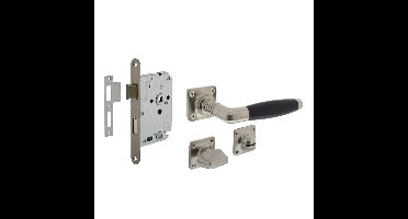 Set toiletslot 63/8 rvs met deurkruk Ton basic op rozet 38x38mm en WC-sluiting nikkel mat