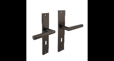 Deurkruk Bastian op schild rechthoekig 245x45mm sleutelgat 72mm antraciet grijs