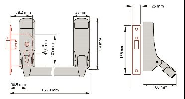 Paniekopener 1-punts zijsluitend zilvergrijs