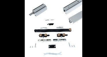 Xperta set 3m rail - alu - wand z. vloerpl. - Enkele deur - Deurdikte 50-55mm - Dubbele softclose - inbouw auto fix