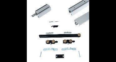 Xperta set 4m rail - alu - vloerplint - Enkele deur - Dubbel soft - opbouw