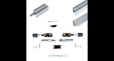 Xperta set 3m rail - alu - vloerplint - Enkele deur - inbouw manual fix