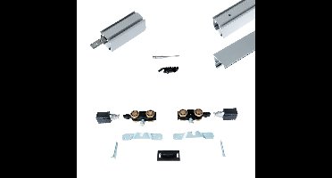 Xperta set 4m rail - alu - wand z. vloerpl. - Dubbele deur - opbouw