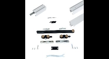 Xperta set 3m rail - alu - vloerplint - Enkele deur - Dubbel soft - inbouw auto fix
