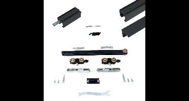 Xperta set 3m rail - Zwart - wand z. vloerpl. - Enkele deur - Deurdikte 50-55mm - Dubbele softclose - inbouw manual fix