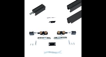 Xperta set 4m rail - Zwart - vloerplint - Enkele deur - inbouw manual fix
