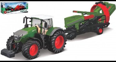 Bburago Fendt 1050 VARIO + CULTIVATOR groen/rood schaalmodel 10 CM
