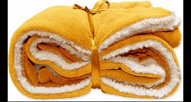 D- Unique Living - Lars Coral Fleece/suede Plaid 150x200cm Mellow Yellow