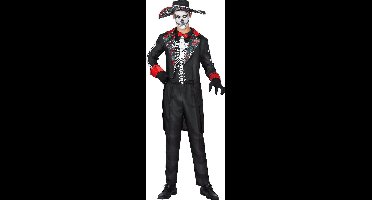 Vegaoo - Zwart Dia de los Muertos kostuum met bloemen opdruk voor mannen