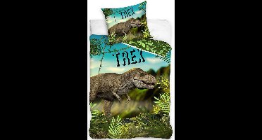 DREAMEE Dinosaurus Dekbedovertrek TRex - Eenpersoons - 140x200 cm - Multi