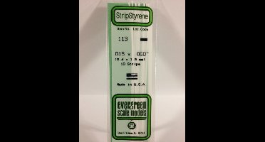 Evergreen Modelbouwdecoratie - 113 Strip 0,4mmX1,5mmX35cm - 10 stuks Styreen