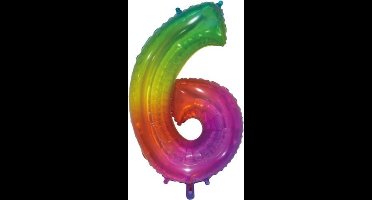Wefiesta Folieballon Nummer 6 66 Centimeter Regenboog