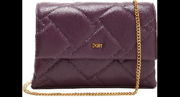 DKNY Leren Avondtas Schoudertas Willow Clutch Crossbody Aubergine Donkerpaars