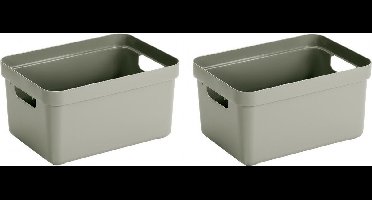 Sunware Opbergbox Sigma - 8x - kunststof - lichtgroen - 13 liter - Opbergbakken/opbergers - 35 x 25 x 18 cm