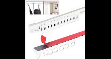 2 M Zelfklevende, verstelbare gordijnrails – Plafondrailsysteem voor kamerverdelers, slaapkamers en badkamers; zelfklevende gordijnrailset voor plafond- en wandmontage