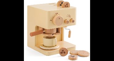 Speelgoedkoffiezetapparaat voor kinderen (10-delig) — Houten keukenspeelgoed, accessoires voor peuterspeelkeukens, fantasiespeelset voor jongens en meisjes