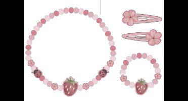 Little Dutch houten juwelenset - 4 delig - Fairy Garden, aarbei - Bambolino Toys