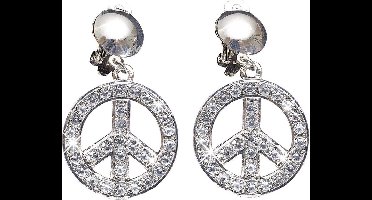 Hippie oorbellen peace diamantjes