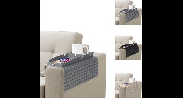 Universeel Dienblad Voor Bankarmleuning, 1 Stuk Grijs Dienblad Voor Bankarmleuning Met Bekerhouder, Siliconen Dienblad Voor Bankarmleuning Voor Telefoon, Afstandsbediening, Mok, Snacks, Glazen, Grijs