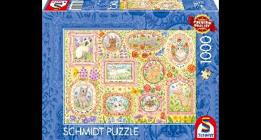 Schmidt - Legpuzzel - Adellijke katten in bloemenpracht - 1000 stukjes - Volwassenen - vanaf 12 jaar
