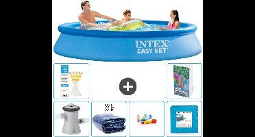 Intex Rond Opblaasbaar Easy Set Zwembad - 305 x 61 cm - Blauw - Inclusief Pomp Solarzeil - Speelgoed - Vloertegels - 7-delig