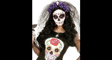 Sluier met paarse rozen voor Halloween