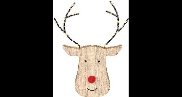 Moses Rendierkop Met Verlichting 15 X 19 Cm Hout Naturel