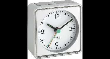 TFA Dostmann 60.1013.54 Wekker Quartz Zilver Alarmtijden: 1 Fluorescerende Wijzers