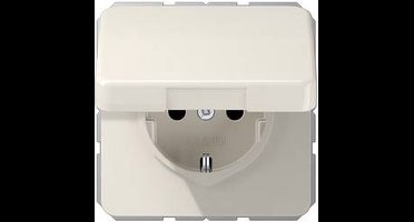 Jung CD1520BFKL Wandcontactdoos met randaarde en klapdeksel Inzetstuk 1-voudig Crème-wit 1 stuk(s)