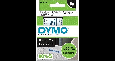 DYMO originele D1 labels | Blauwe Tekst op Wit Label | 12 mm x 7 m | zelfklevende etiketten voor de LabelManager labelprinter | gemaakt in Europa