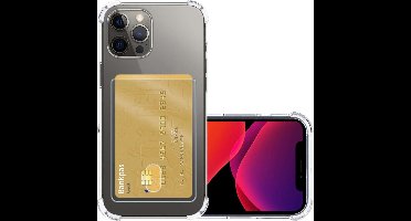 Hoesje - Geschikt voor Apple iPhone 12 Pro Max - Met Pashouder en Kaarthouder - Telefoon Hoes Shockproof - Siliconen Case - Back Cover - Shock Proof - Pasjes Houder - Transparant