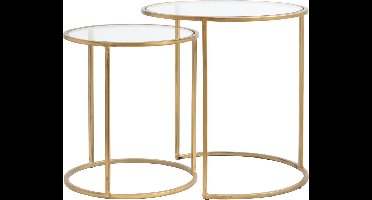 Light & Living Duarte Ronde Bijzettafel - Antiek Goud - Set/2 - Ø40x45 + Ø50x52 cm