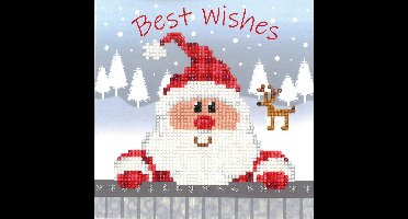 Vervaco Diamond painting wenskaart kit met envelop - Kerstman