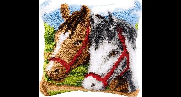 Vervaco - Knoopkussen kit - 2 Paarden - PN-0014157 - Borduren - Borduurpakket - Borduurpakket volwassenen - Borduurpakket kind