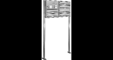 Vrijstaande brievenbus 6 personen_Brievenbus met intercompaneel vrijstaand_6_adressen__RVS