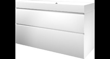 Proline polystone Loft badmeubelset met wastafelonderkast met 2 asymmetrische lades en polystone wastafel met 2 kraangaten 120 x 70 x 46 cm, mat wit /
