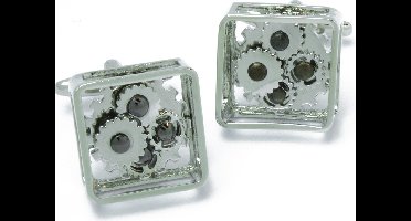 Manchetknopen - Tandwielen Steampunk Vierkant Zilverkleurig