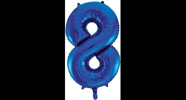 Cijfer 8 folie ballon blauw van 86 cm