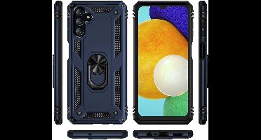 Hoesje Geschikt Voor Samsung Galaxy A13 5G hoesje Hybrid Armor Anti-Shock hoesje Blauw - Galaxy A13 5G - A13 5G Hoesje kickstand Ring houder cover TPU backcover hoesje